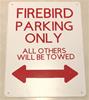 "Firebird Parking Only" sign